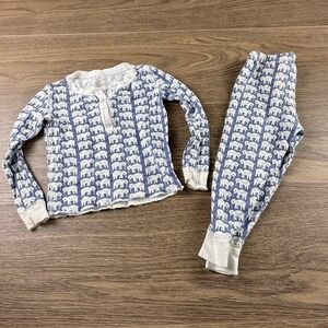 Roller Rabbit Kids Elephant Print 100% Pima Cotton Pajama Set Blue Size 4 Snug